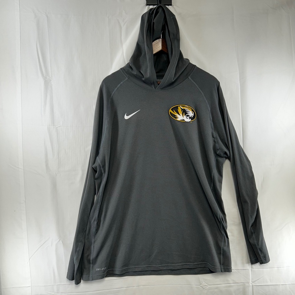 Nike Missouri Tigers Hoodie Mens XXL Gray Dri-FIT Long Sleeve Activewear